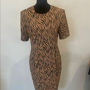 Zebra Print Dress vintage Leslie Fay 6P